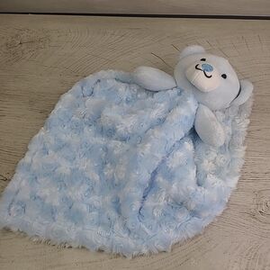 Little Beginnings Blue Bear Plush Head Lovey Security Blanket Swirl Soft Used